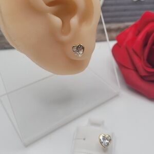 Elegant Gold Heart Stud Earrings